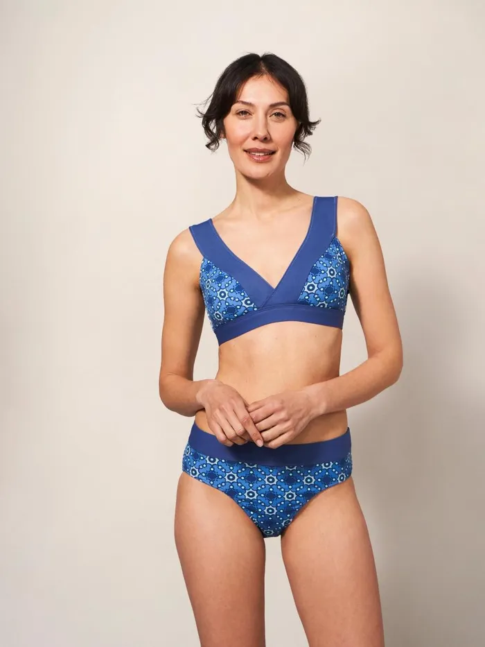 Women SWIMWEAR White Stuff Sofia Reversible Bikini Top Blue Multi