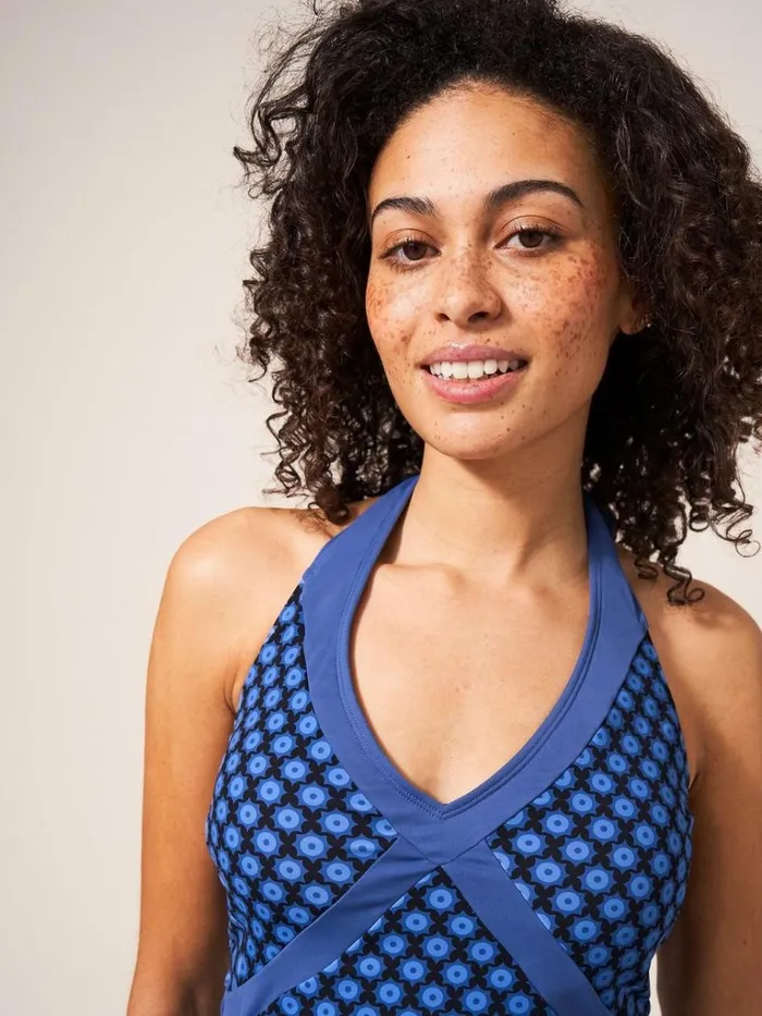 Women SWIMWEAR White Stuff Valley Halter Tankini Top Blue Multi Women SWIMWEAR White Stuff Valley Halter Tankini Top Blue Multi