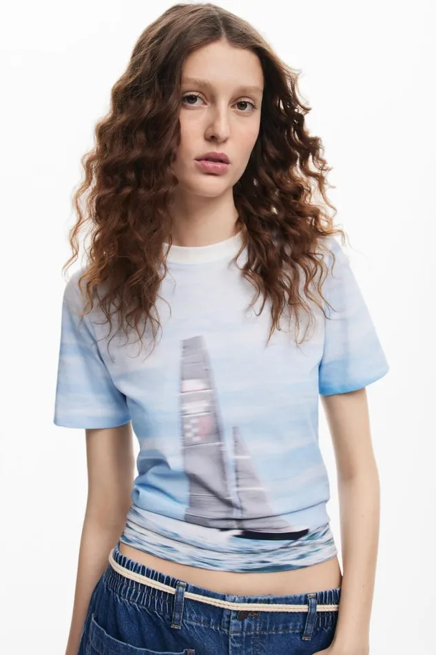 Women Tshirts Desigual American Magic Sailboat Tshirt