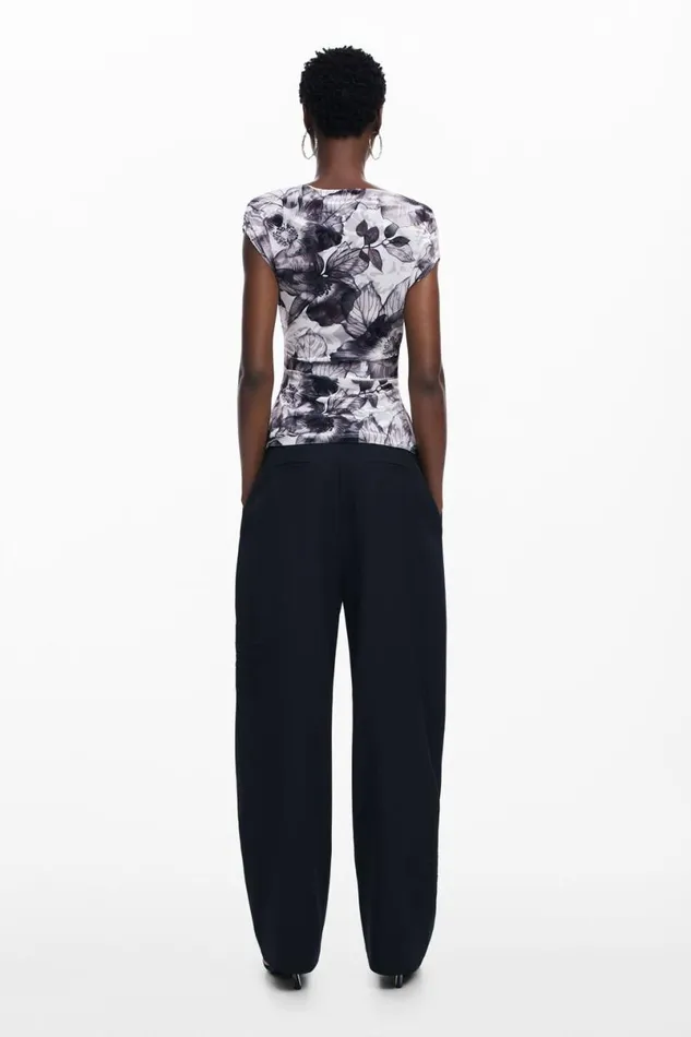Women Tshirts Desigual Asymmetric Floral Tshirt