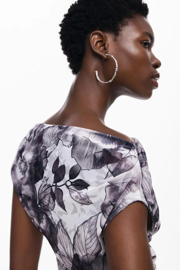 Women Tshirts Desigual Asymmetric Floral Tshirt