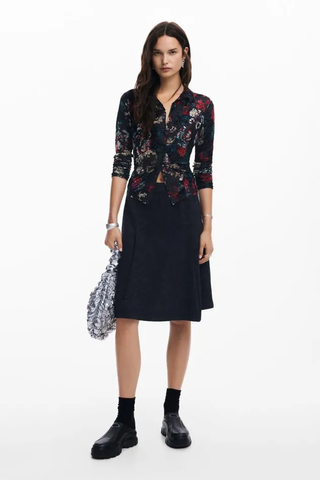 Women Tshirts Desigual Floral Print Tulle Tshirt