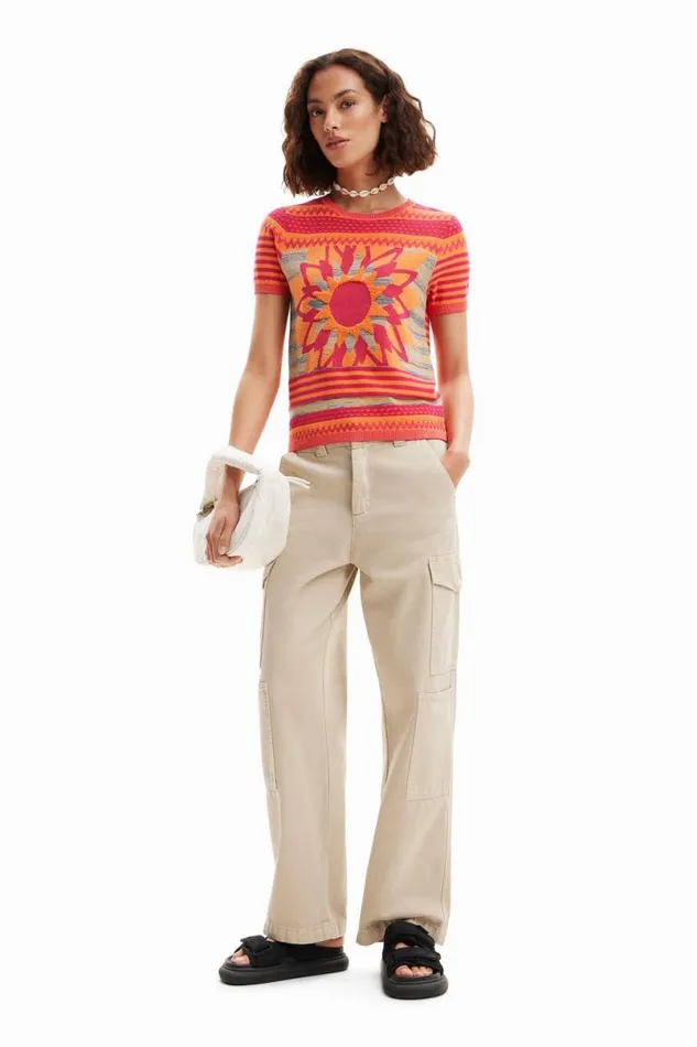 Women Tshirts Desigual Knit Flower Tshirt