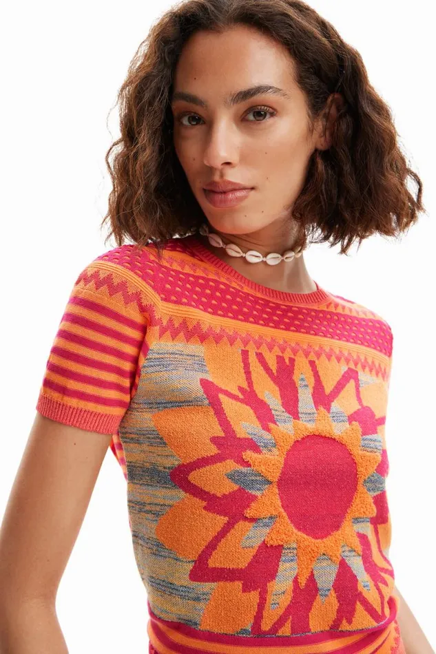 Women Tshirts Desigual Knit Flower Tshirt