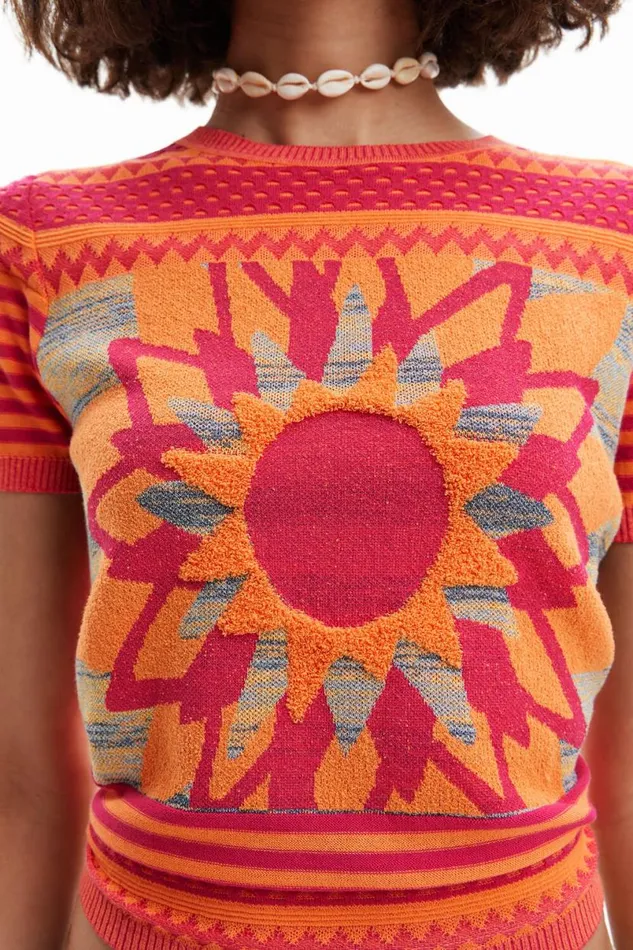 Women Tshirts Desigual Knit Flower Tshirt