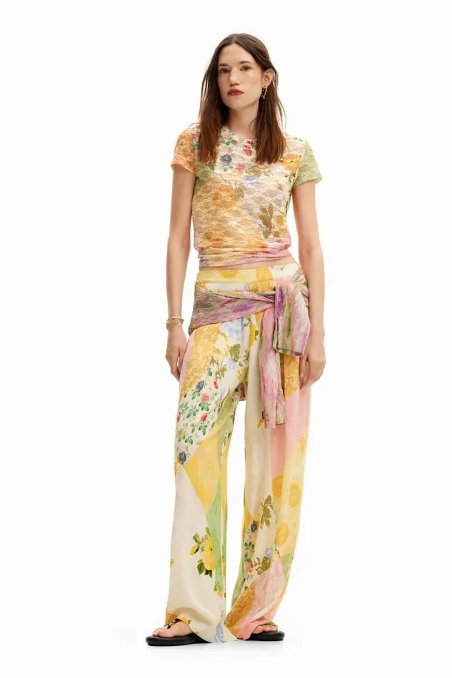 Women Tshirts Desigual Lace Tshirt With Floral Pattern