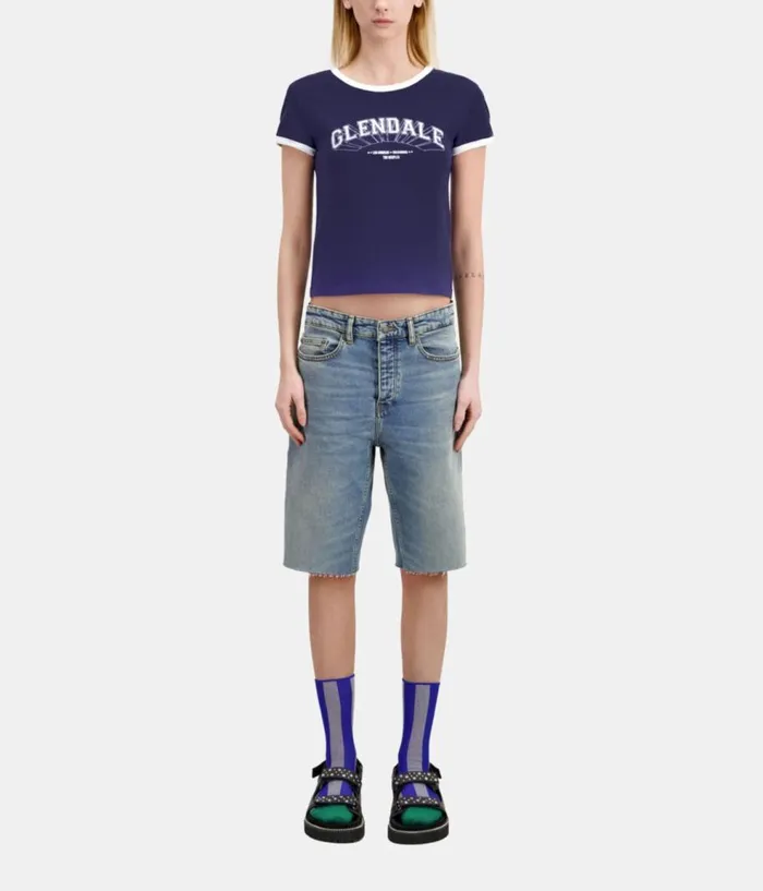 Women Tshirts THE KOOPLES Navy Blue Tshirt With Glendale Serigraphy