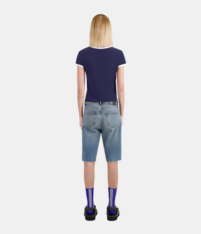 Women Tshirts THE KOOPLES Navy Blue Tshirt With Glendale Serigraphy