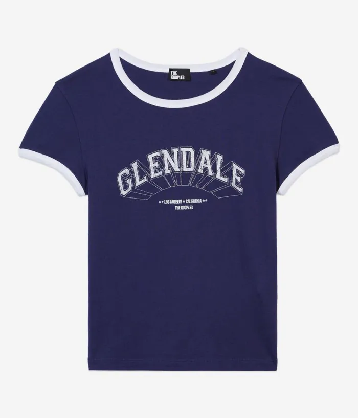 Women Tshirts THE KOOPLES Navy Blue Tshirt With Glendale Serigraphy