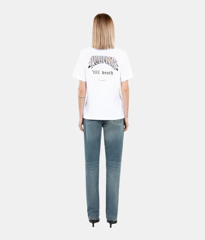 Women Tshirts THE KOOPLES White Tshirt With Skull Butterfly Serigraphy Women Tshirts THE KOOPLES White Tshirt With Skull Butterfly Serigraphy