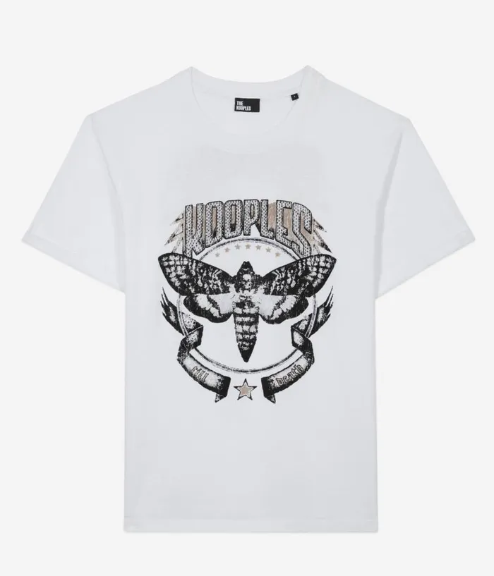Women Tshirts THE KOOPLES White Tshirt With Skull Butterfly Serigraphy Women Tshirts THE KOOPLES White Tshirt With Skull Butterfly Serigraphy