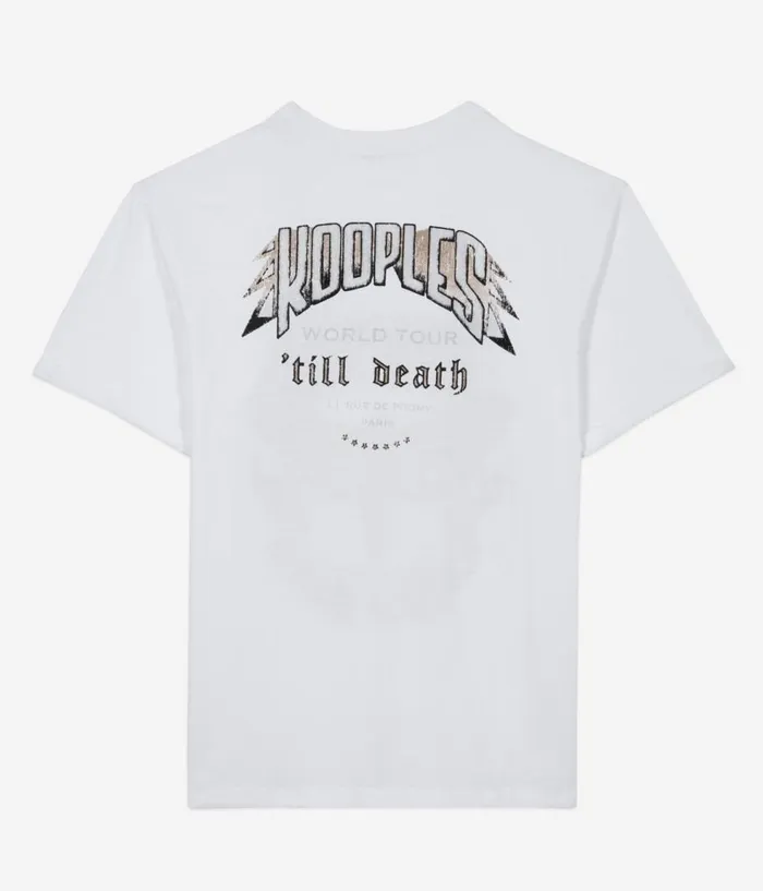 Women Tshirts THE KOOPLES White Tshirt With Skull Butterfly Serigraphy Women Tshirts THE KOOPLES White Tshirt With Skull Butterfly Serigraphy