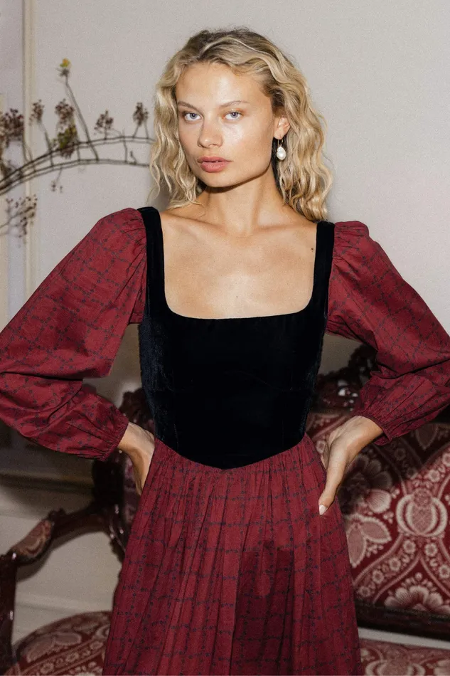 Women The Arielle Dress Crimson Trellis Dresses Christy Dawn Women The Arielle Dress Crimson Trellis Dresses Christy Dawn