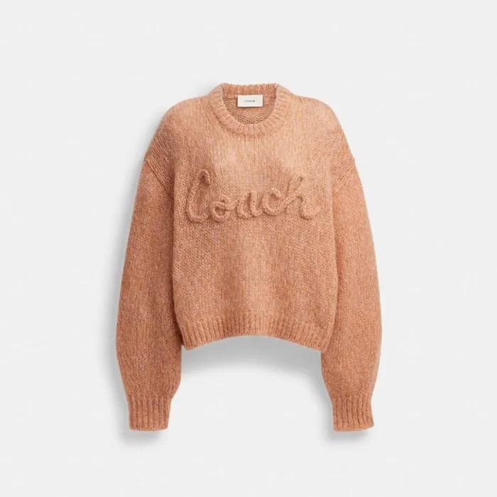 Women Tonal Braided Seasonal Sweater Pinkmulti Coach Tops