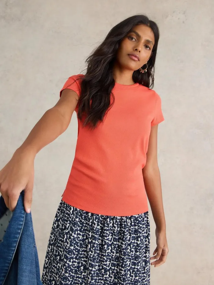 Women TOPS and TEES White Stuff AIDA TEE Mid Orange Women TOPS and TEES White Stuff AIDA TEE Mid Orange