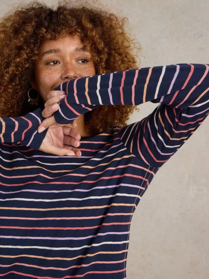 Women TOPS and TEES White Stuff CLARA STRIPE LS TEE Navy Multi