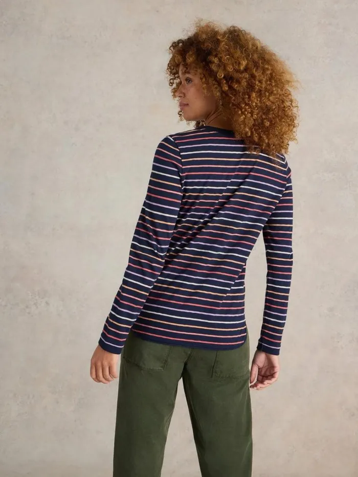 Women TOPS and TEES White Stuff CLARA STRIPE LS TEE Navy Multi
