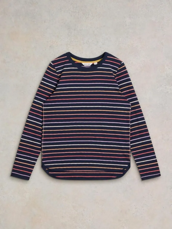 Women TOPS and TEES White Stuff CLARA STRIPE LS TEE Navy Multi