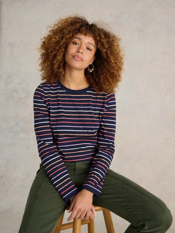 Women TOPS and TEES White Stuff CLARA STRIPE LS TEE Navy Multi