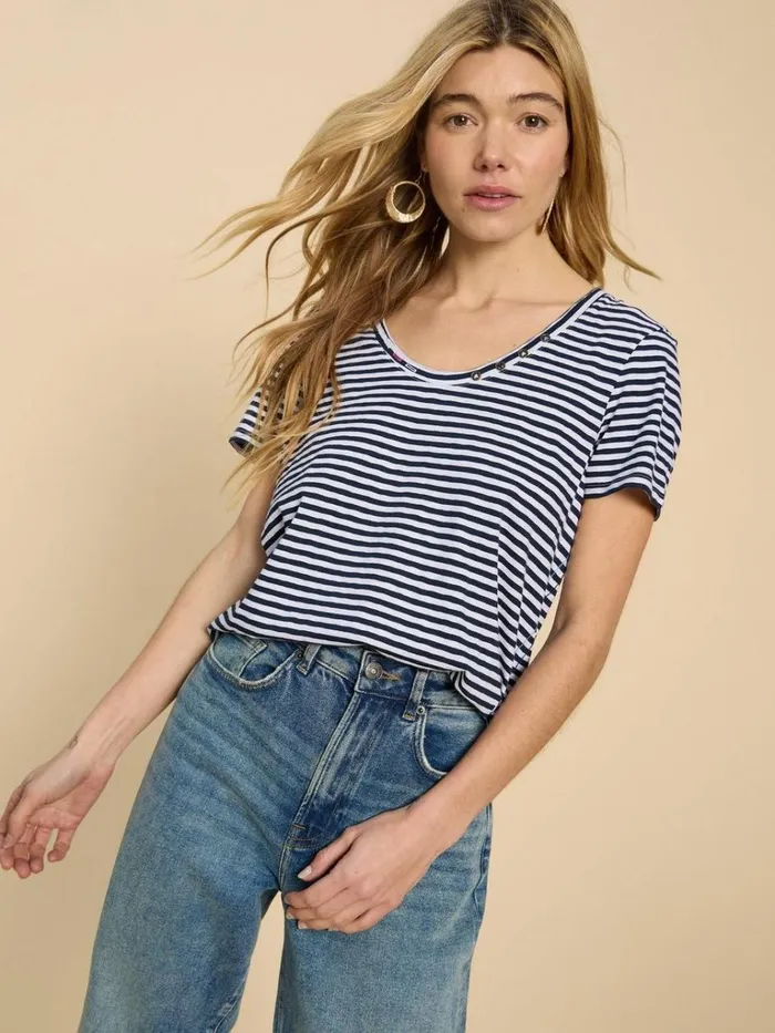 Women TOPS and TEES White Stuff NADIA SS SCOOP NECK TEE White Multi