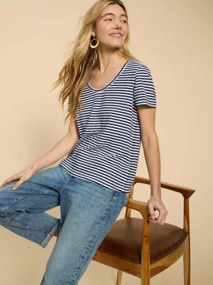 Women TOPS and TEES White Stuff NADIA SS SCOOP NECK TEE White Multi
