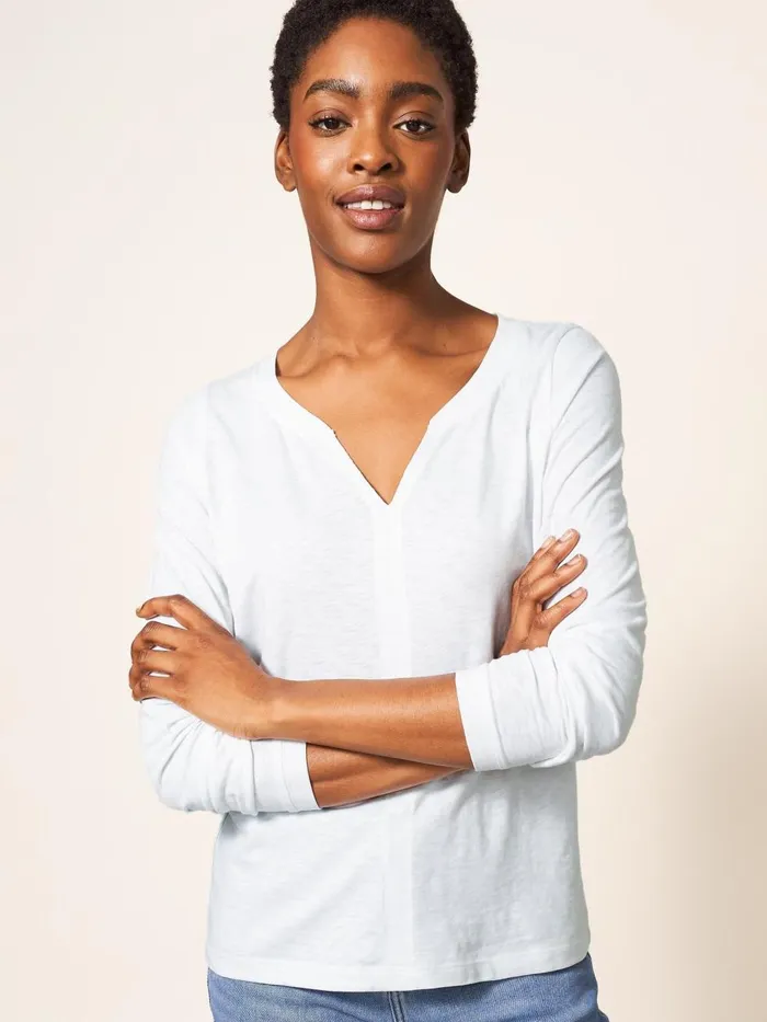 Women TOPS and TEES White Stuff Nelly LS Tee Brilliant White Women TOPS and TEES White Stuff Nelly LS Tee Brilliant White