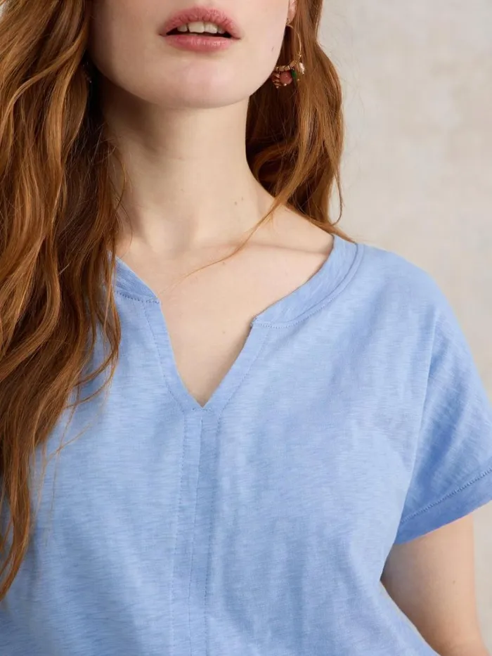 Women TOPS and TEES White Stuff NELLY NOTCH NECK COTTON TEE Light Blue Women TOPS and TEES White Stuff NELLY NOTCH NECK COTTON TEE Light Blue