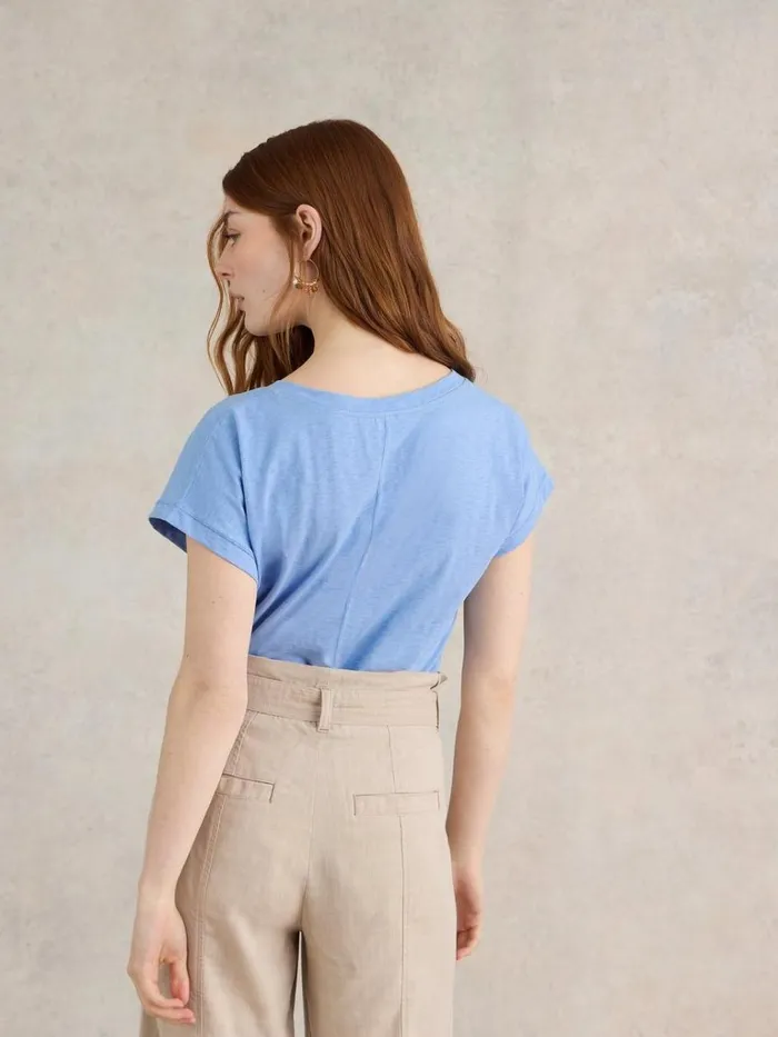 Women TOPS and TEES White Stuff NELLY NOTCH NECK COTTON TEE Light Blue Women TOPS and TEES White Stuff NELLY NOTCH NECK COTTON TEE Light Blue