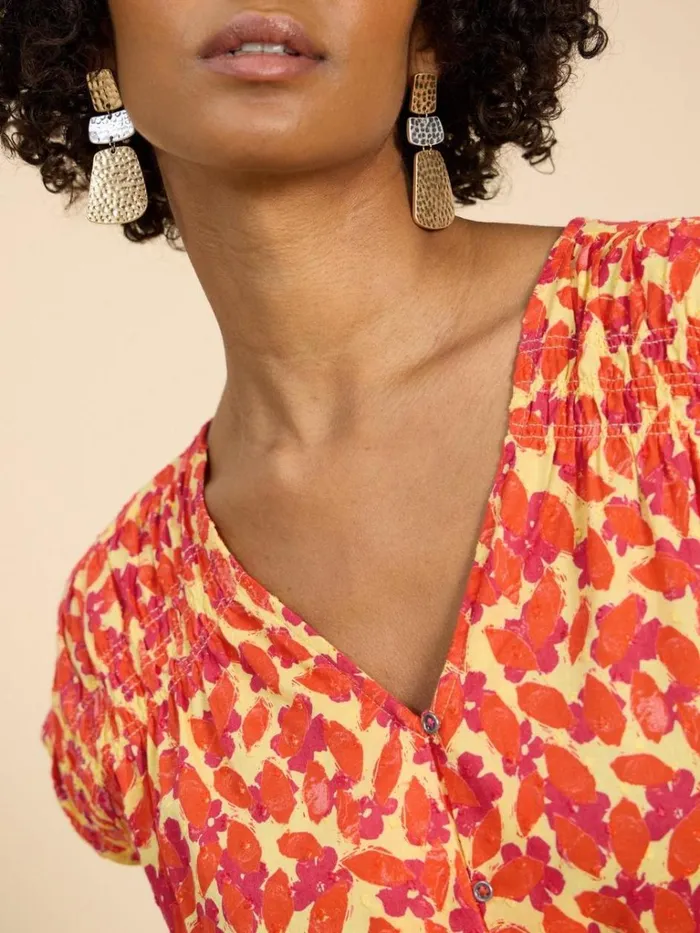 Women TOPS and TEES White Stuff Rae Organic Cotton Vest Orange Multi