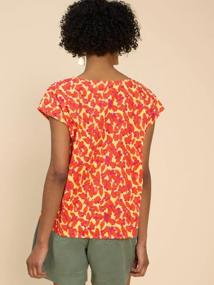 Women TOPS and TEES White Stuff Rae Organic Cotton Vest Orange Multi