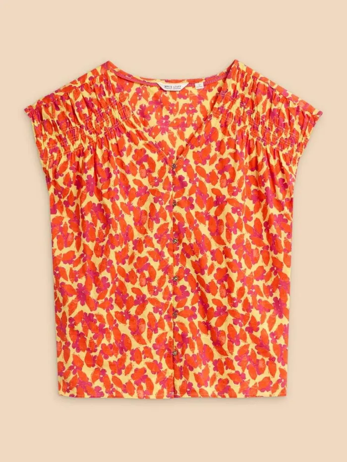 Women TOPS and TEES White Stuff Rae Organic Cotton Vest Orange Multi