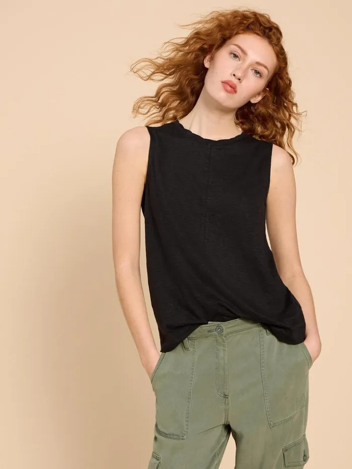Women TOPS and TEES White Stuff RYLEE LINEN VEST Pure Black