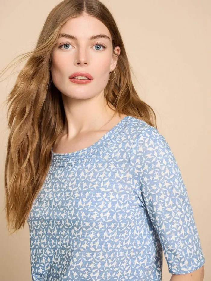Women TOPS and TEES White Stuff WEAVER JERSEY TOP Blue Print Women TOPS and TEES White Stuff WEAVER JERSEY TOP Blue Print