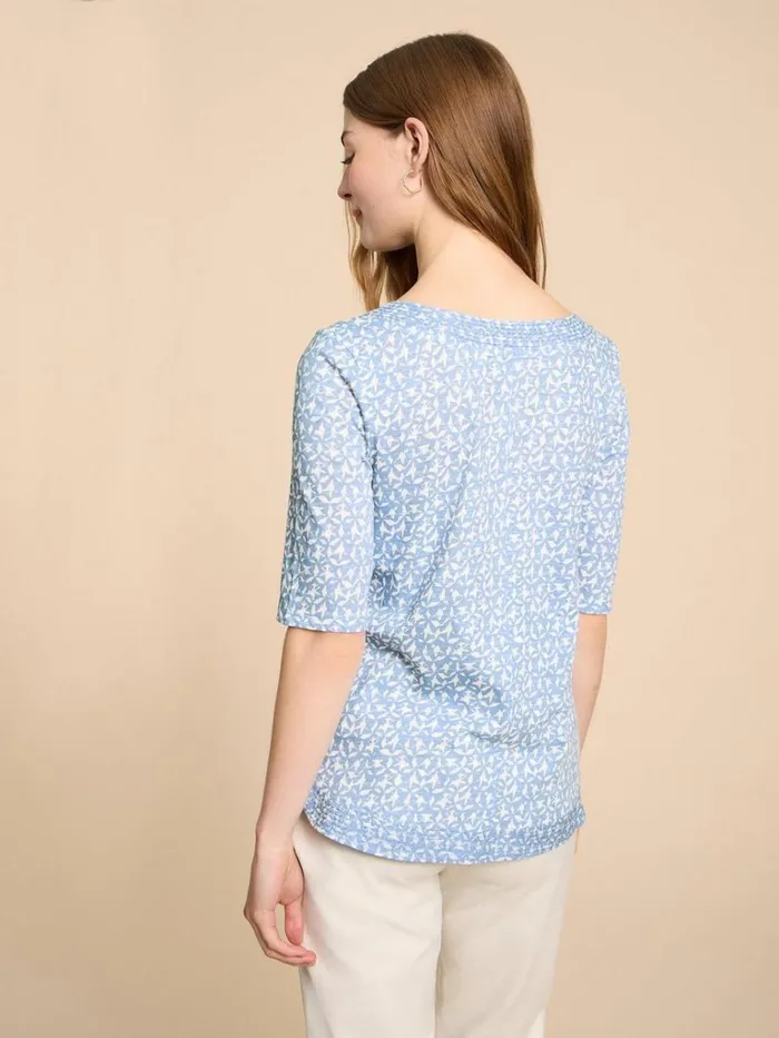 Women TOPS and TEES White Stuff WEAVER JERSEY TOP Blue Print Women TOPS and TEES White Stuff WEAVER JERSEY TOP Blue Print