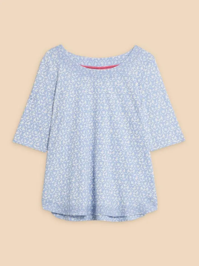 Women TOPS and TEES White Stuff WEAVER JERSEY TOP Blue Print Women TOPS and TEES White Stuff WEAVER JERSEY TOP Blue Print