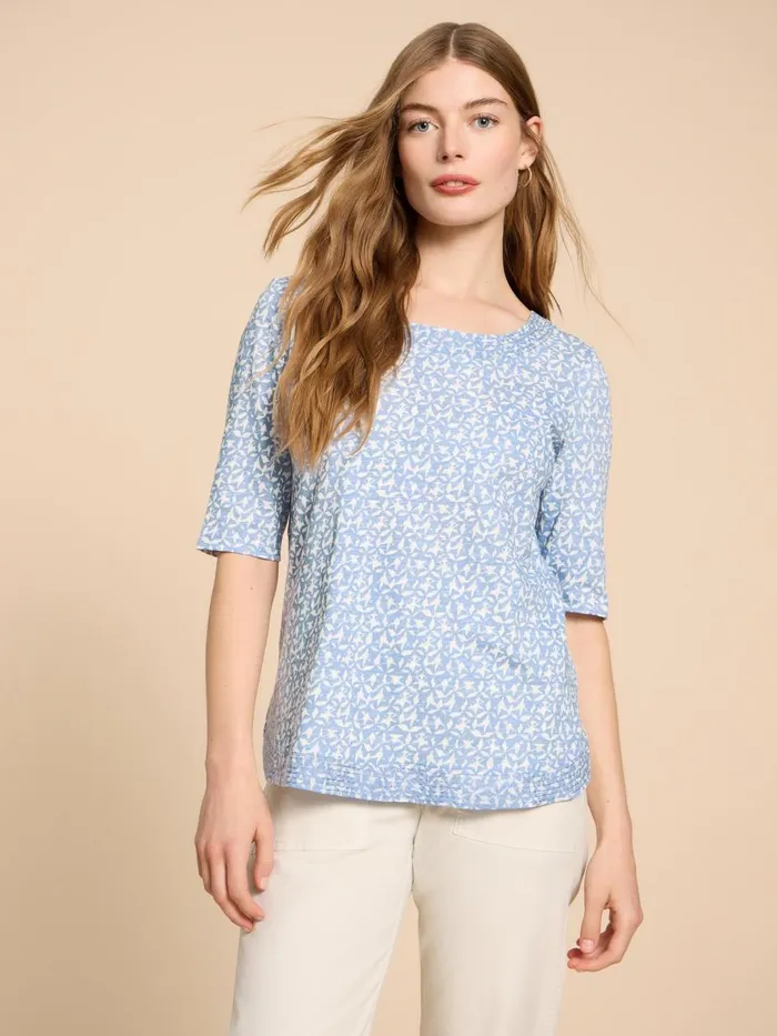 Women TOPS and TEES White Stuff WEAVER JERSEY TOP Blue Print Women TOPS and TEES White Stuff WEAVER JERSEY TOP Blue Print