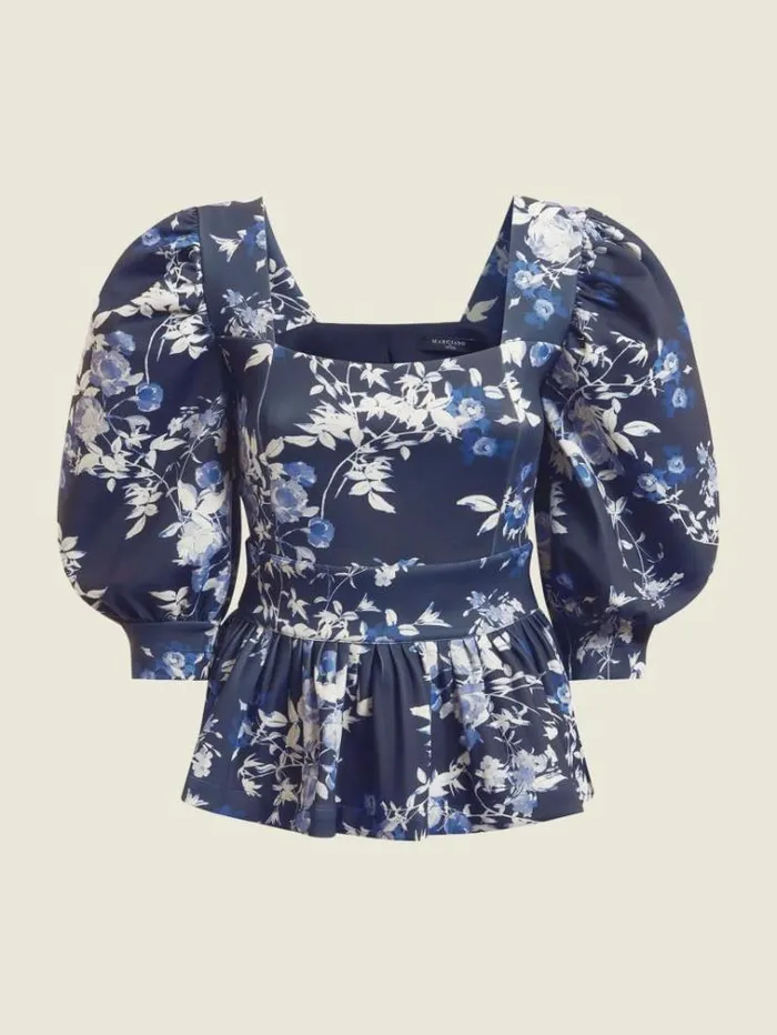 Women Tops And Sweaters Marciano Alexis Petal Pose Top Petal Pose Indigo Women Tops And Sweaters Marciano Alexis Petal Pose Top Petal Pose Indigo
