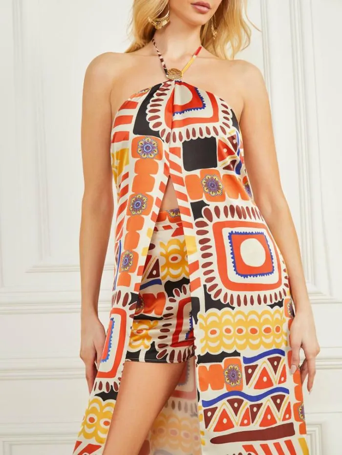 Women Tops And Sweaters Marciano Carnivale Tunic Dress Carnivale Print