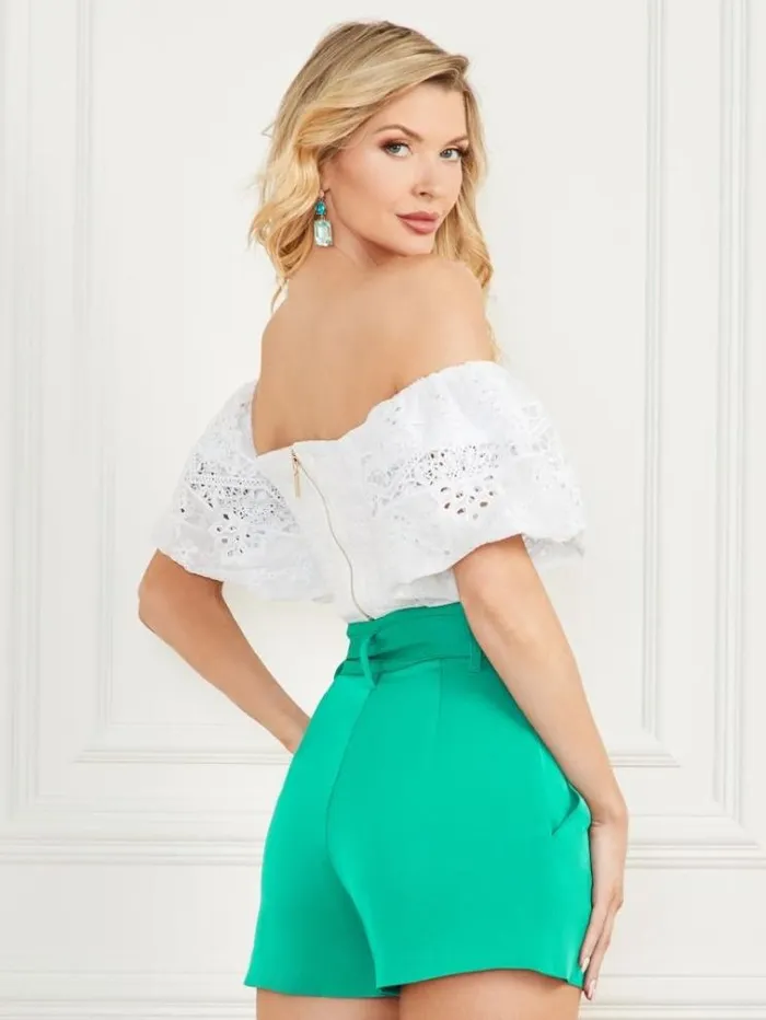 Women Tops And Sweaters Marciano Cassandra Crop Top Blanc Pur Women Tops And Sweaters Marciano Cassandra Crop Top Blanc Pur
