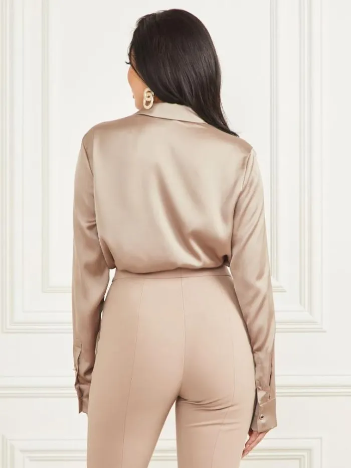 Women Tops And Sweaters Marciano Melissa Silky Blouse Natural Siena Women Tops And Sweaters Marciano Melissa Silky Blouse Natural Siena