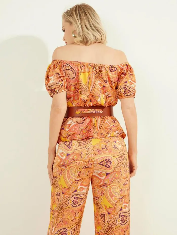 Women Tops And Sweaters Marciano Penny Printed OfftheShoulder Top Cabo Paisley Women Tops And Sweaters Marciano Penny Printed OfftheShoulder Top Cabo Paisley