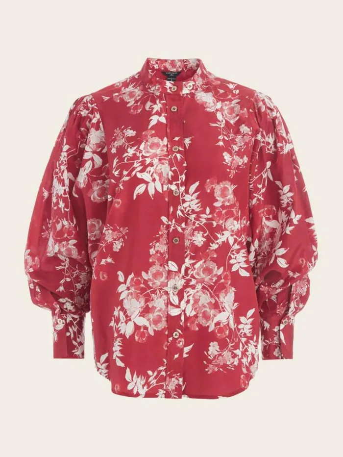 Women Tops And Sweaters Marciano Petal Pose Yvonne Blouse Petal Pose Dark Jam Red Women Tops And Sweaters Marciano Petal Pose Yvonne Blouse Petal Pose Dark Jam Red