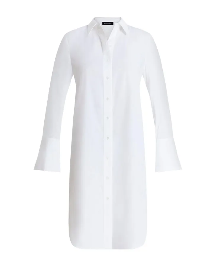 Women Tops BCBG Cotton Poplin Shirt Dress White