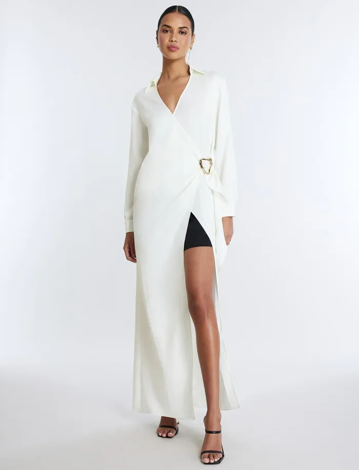 Women Tops BCBG Millie Wrap Tunic Top Gardenia