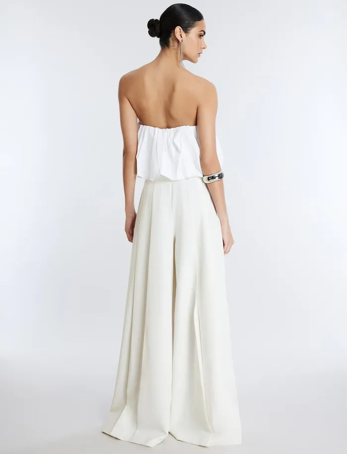Women Tops BCBG Strapless Cotton Poplin Top White