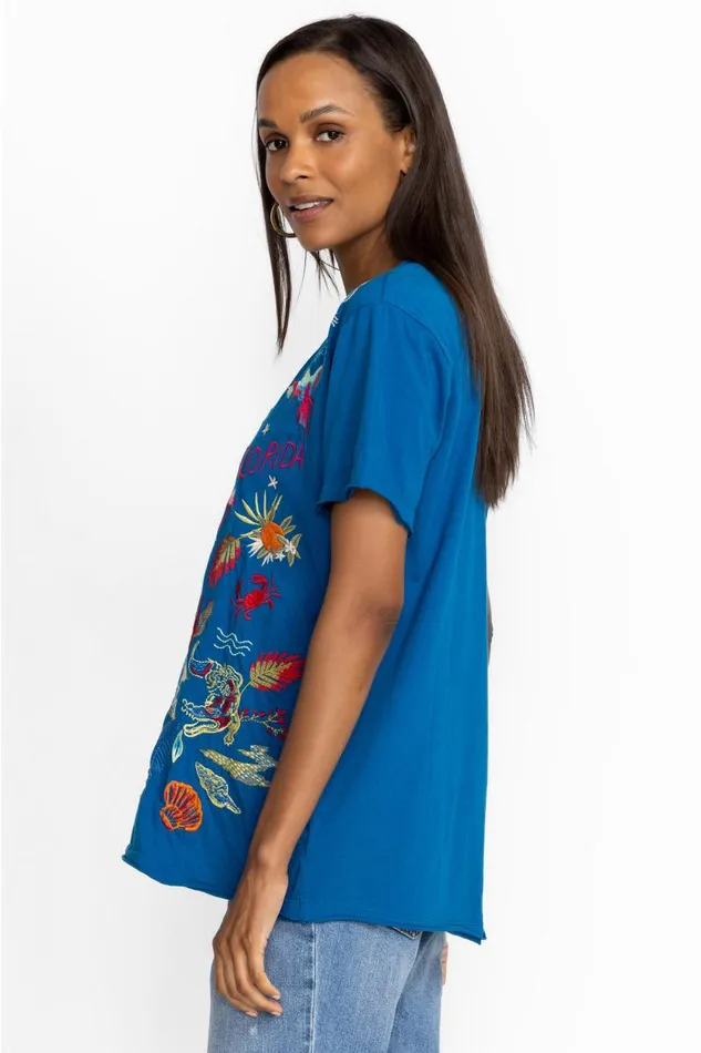 Women Tops Johnny Was Florida Everyday Tee Mykonos Blue Women Tops Johnny Was Florida Everyday Tee Mykonos Blue