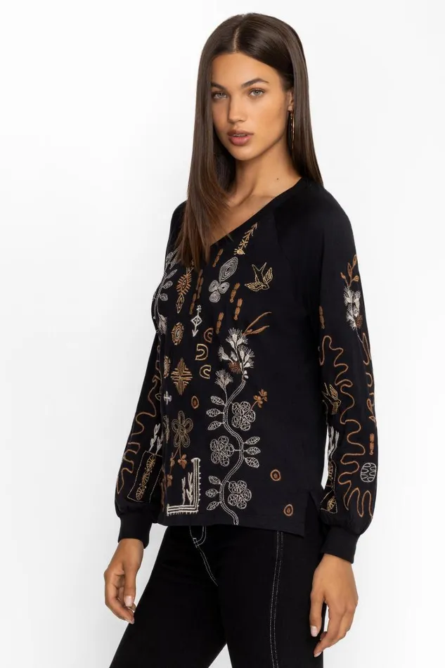 Women Tops Johnny Was RAGLAN BISHOP SLEEVE TEE Black Women Tops Johnny Was RAGLAN BISHOP SLEEVE TEE Black