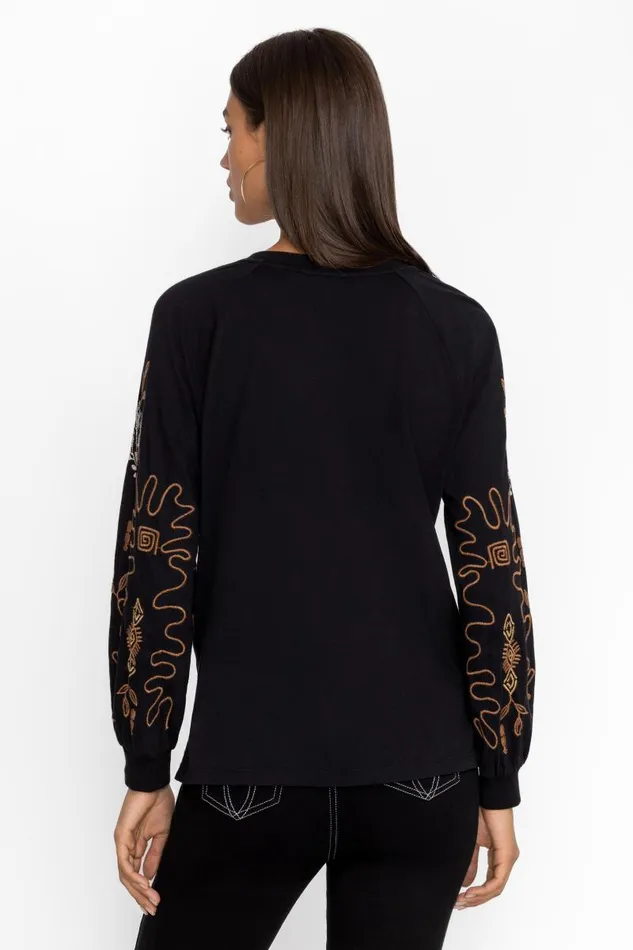 Women Tops Johnny Was RAGLAN BISHOP SLEEVE TEE Black Women Tops Johnny Was RAGLAN BISHOP SLEEVE TEE Black