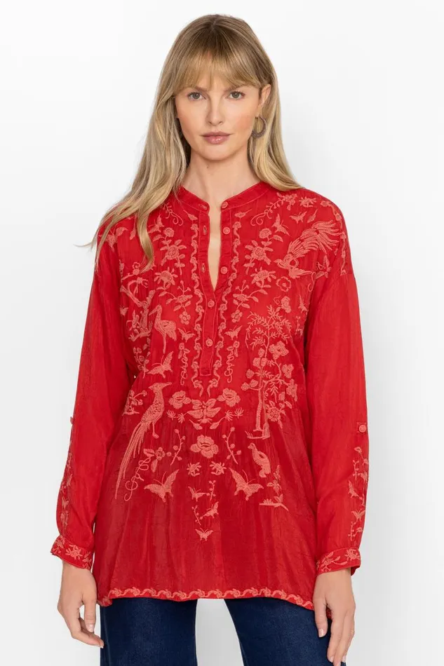 Women Tops Johnny Was SLIM AUDREY TUNIC Equestrian Red