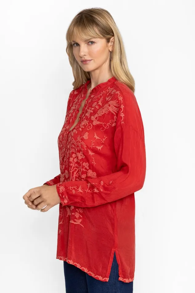 Women Tops Johnny Was SLIM AUDREY TUNIC Equestrian Red Women Tops Johnny Was SLIM AUDREY TUNIC Equestrian Red